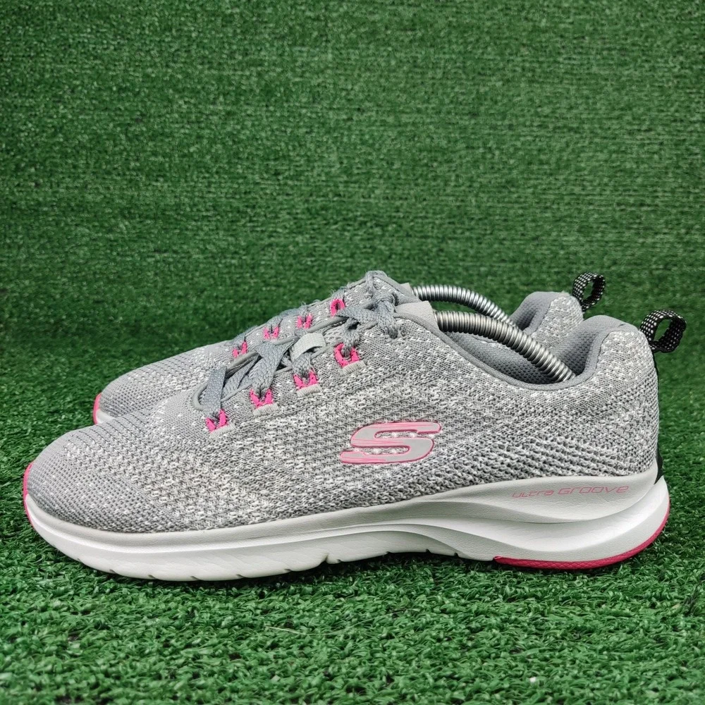 Skechers Sneakers‎ Womens 7 Gray Ultra Groove 149019 Air Cooled Memory Foam Mesh